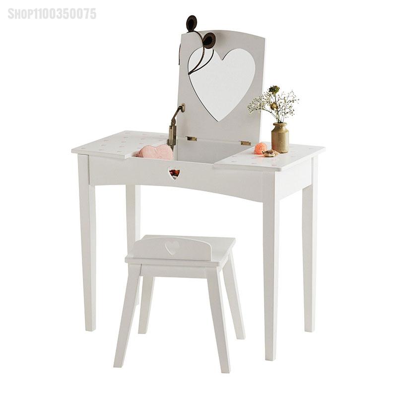  침실 드레서 현대 그물 빨간색 ins 메이크업 테이블 작은 아파트 북유럽 미니멀리스트 테이블과 의자 거울 세트